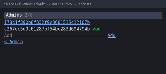 Admins page