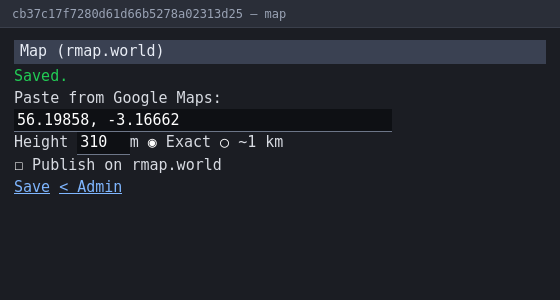Map page after saving a position