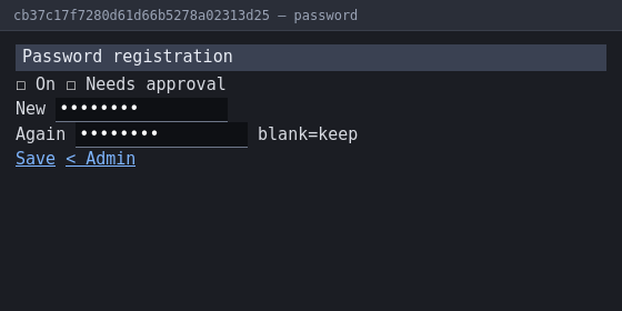 Password registration page